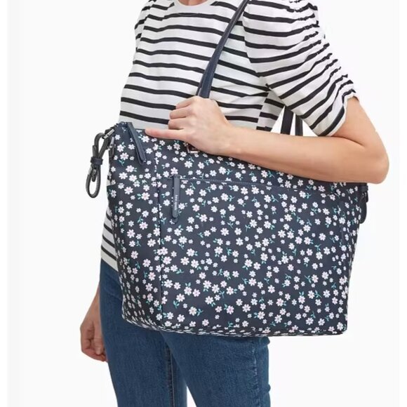 Kate Spade Outlet Blue Jae Baby Diaper bag daisy print tote changing pad not inc - Picture 1 of 6